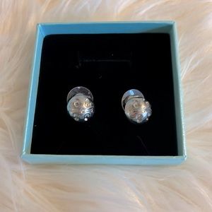 Tory Burch Silver Stud Earrings with Logo